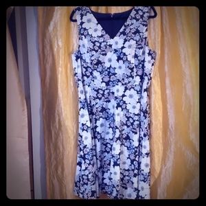Ann Taylor Floral Sleeveless V-Neck Dress Size 16